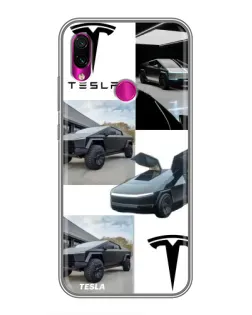 Чохол для Xiaomi Redmi Note 7 з картинкою «Колаж Cybertruck Tesla»