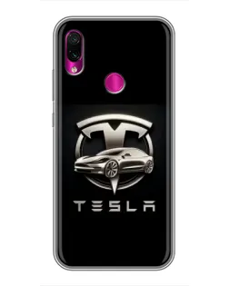 Чохол для Xiaomi Redmi Note 7 з картинкою «Tesla — срібне авто»