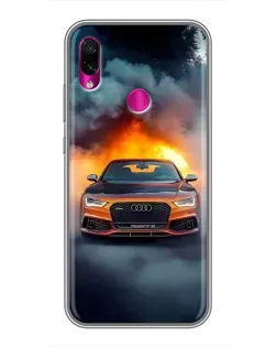 Чохол для Xiaomi Redmi Note 7 з картинкою «Audi у вогняному диму»
