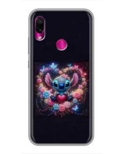 Чохол для Xiaomi Redmi Note 7 з картинкою «Stitch у квітах»