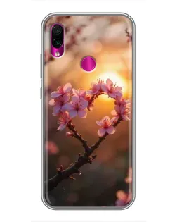 Чехол для Xiaomi Redmi Note 7 с картинкой «Розовый цвет сердце на фоне заката» Чехол для Xiaomi Redmi Note 7 с картинкой «Розовый цвет сердце на фоне заката»