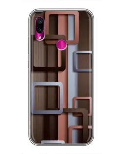Чохол для Xiaomi Redmi Note 7 з картинкою «Коричневі об'ємні квадрати»