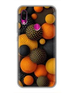 Чохол для Xiaomi Redmi Note 7 з картинкою «Об'ємні помаранчеві сфери»