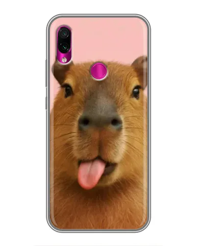 Чехол для Xiaomi Redmi Note 7 с картинкой «Капибара с языком»