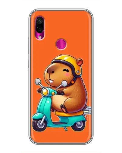 Чехол для Xiaomi Redmi Note 7 с картинкой «Капибара на скутере»