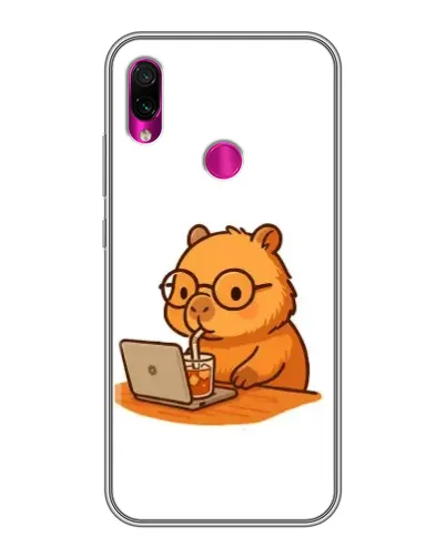 Чехол для Xiaomi Redmi Note 7 с картинкой «Капибара с ноутбуком»