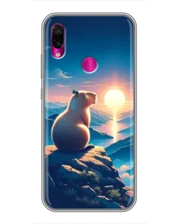 Чехол для Xiaomi Redmi Note 7 с картинкой «Закат солнца с капибарой» Чехол для Xiaomi Redmi Note 7 с картинкой «Закат солнца с капибарой»