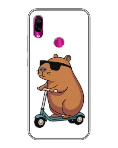 Чехол для Xiaomi Redmi Note 7 с картинкой «Капибара на самокате»