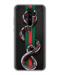Чехол для Xiaomi Redmi Note 8 Pro с картинкой «Gucci — змея на полосе» Чехол для Xiaomi Redmi Note 8 Pro с картинкой «Gucci — змея на полосе»