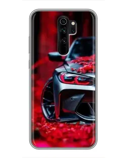 Чохол для Xiaomi Redmi Note 8 Pro з картинкою «Спортивна BMW та квіти»
