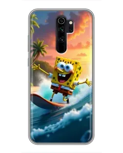 Чехол для Xiaomi Redmi Note 8 Pro с картинкой «Губка Боб серфингист»