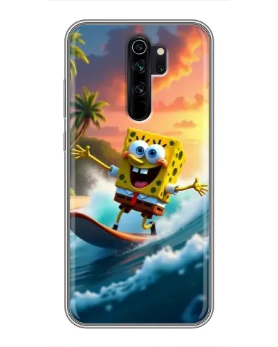 Чехол для Xiaomi Redmi Note 8 Pro с картинкой «Губка Боб серфингист»