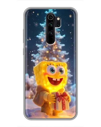 Чехол для Xiaomi Redmi Note 8 Pro с картинкой «Рождественский Спанч Боб»