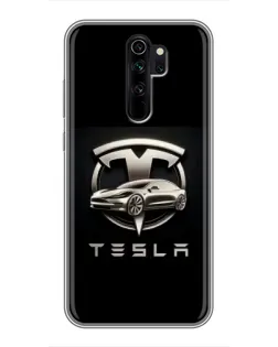 Чехол для Xiaomi Redmi Note 8 Pro с картинкой «Tesla — серебристое авто»