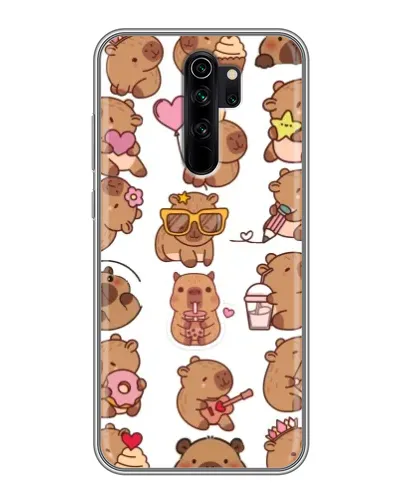 Чехол для Xiaomi Redmi Note 8 Pro с картинкой «Стикерпак с капибарами»
