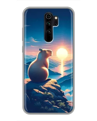 Чехол для Xiaomi Redmi Note 8 Pro с картинкой «Закат солнца с капибарой»