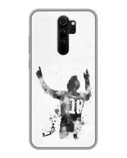 Чехол для Xiaomi Redmi Note 8 Pro с картинкой «Черно-белый силуэт Месси»