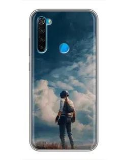 Чехол для Xiaomi Redmi Note 8 с картинкой «Герой PUBG на скале»