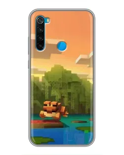 Чохол для Xiaomi Redmi Note 8 з картинкою «Майнкрафт захід сонця»