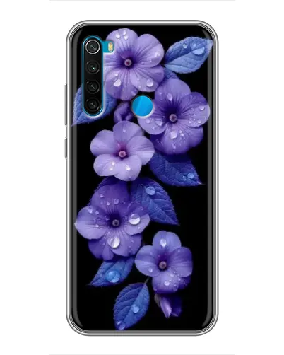 Чохол для Xiaomi Redmi Note 8 з картинкою «Фіолетові квіти з росою»