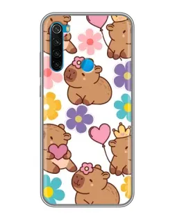 Чехол для Xiaomi Redmi Note 8 с картинкой «Цветочный паттерн капибар» Чехол для Xiaomi Redmi Note 8 с картинкой «Цветочный паттерн капибар»