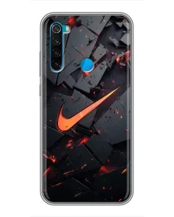 Чехол для Xiaomi Redmi Note 8T с картинкой «Nike — эффект разломов»