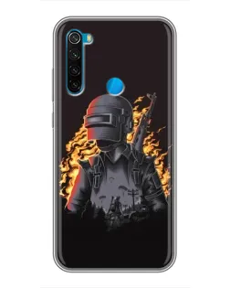 Чехол для Xiaomi Redmi Note 8T с картинкой «PUBG — огненный силуэт»