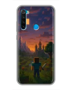Чехол для Xiaomi Redmi Note 8T с картинкой «Стив у башни»