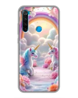 Чехол для Xiaomi Redmi Note 8T с картинкой «Радуга и единороги»