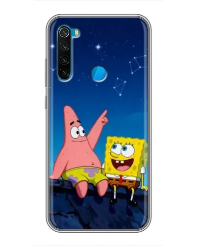 Чехол для Xiaomi Redmi Note 8T с картинкой «Губка Боб и Патрик ночью»