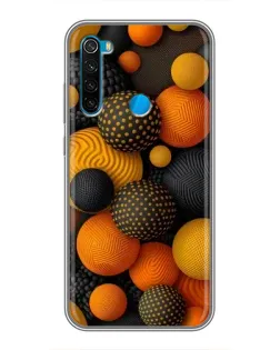 Чехол для Xiaomi Redmi Note 8T с картинкой «Объемные оранжевые сферы»