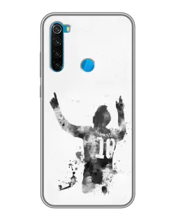 Чехол для Xiaomi Redmi Note 8T с картинкой «Черно-белый силуэт Месси»