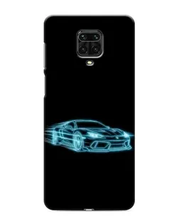 Чехол для Xiaomi Redmi Note 9 Pro Max с картинкой «Неоновый контур Lamborghini»
