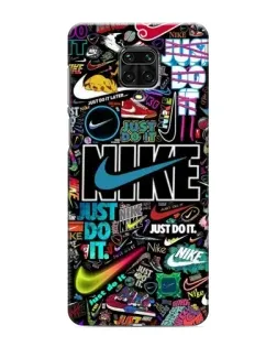 Чехол для Xiaomi Redmi Note 9 Pro с картинкой «Яркий коллаж Nike»