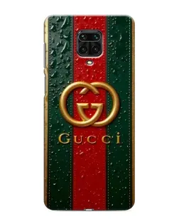 Чехол для Xiaomi Redmi Note 9 Pro с картинкой «Gucci — фирменная полоса и золото»