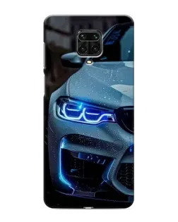 Чехол для Xiaomi Redmi Note 9 Pro с картинкой «Взгляд BMW с синими фарами»