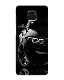 Чехол для Xiaomi Redmi Note 9 Pro с картинкой «Черная BMW — профиль»