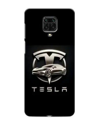 Чехол для Xiaomi Redmi Note 9 Pro с картинкой «Tesla — серебристое авто»