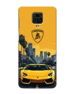 Чехол для Xiaomi Redmi Note 9 Pro с картинкой «Желтый Lamborghini город»