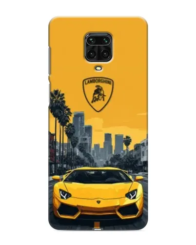 Чехол для Xiaomi Redmi Note 9 Pro с картинкой «Желтый Lamborghini город»
