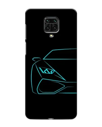 Чехол для Xiaomi Redmi Note 9 Pro с картинкой «Голубой силуэт Lamborghini»