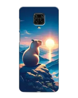 Чехол для Xiaomi Redmi Note 9 Pro с картинкой «Закат солнца с капибарой»