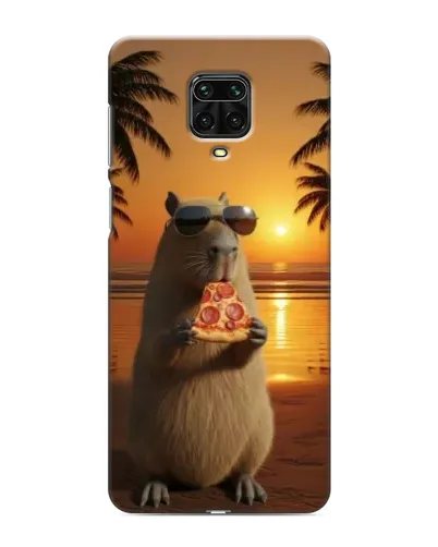 Чехол для Xiaomi Redmi Note 9 Pro с картинкой «Капибара с пиццей»