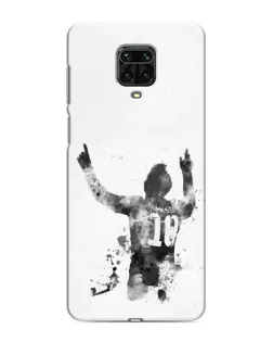 Чехол для Xiaomi Redmi Note 9 Pro с картинкой «Черно-белый силуэт Месси»