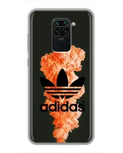 Чехол для Xiaomi Redmi Note 9 с картинкой «Оранжевый дым Adidas»