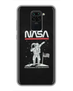 Чехол для Xiaomi Redmi Note 9 с картинкой «NASA — шагаем по Луне» Чехол для Xiaomi Redmi Note 9 с картинкой «NASA — шагаем по Луне»
