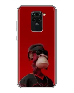 Чехол для Xiaomi Redmi Note 9 с картинкой «Bored Ape в красном» Чехол для Xiaomi Redmi Note 9 с картинкой «Bored Ape в красном»