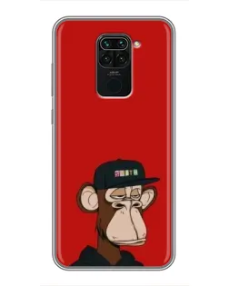 Чехол для Xiaomi Redmi Note 9 с картинкой «Bored Ape — красный фон» Чехол для Xiaomi Redmi Note 9 с картинкой «Bored Ape — красный фон»
