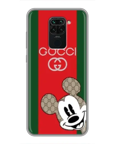 Чехол для Xiaomi Redmi Note 9 с картинкой «Gucci — полосы и Микки»