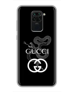 Чехол для Xiaomi Redmi Note 9 с картинкой «Gucci — серебряная змея»